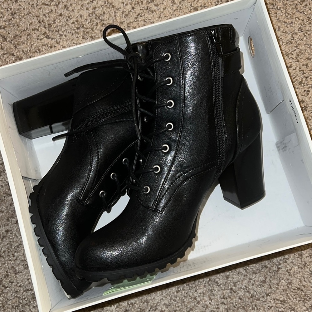 Style & Co Black Combat Heel Boots - Size 9 (NWT)